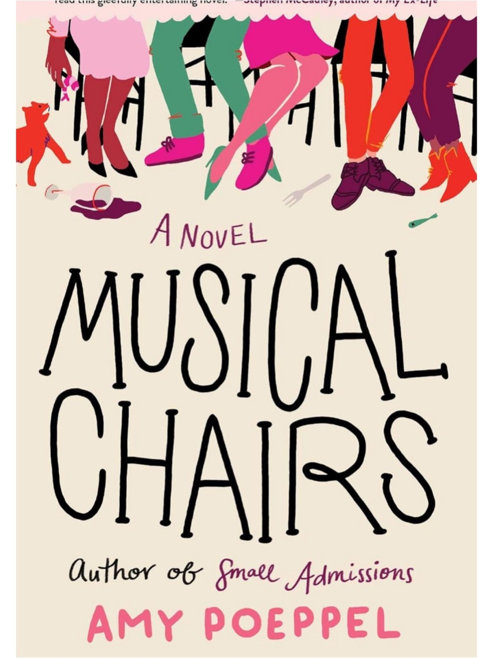 Musical Chairs▪️by Amy Poeppel - Illustrated Cream & Pink Book Cover